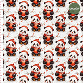 Watercolor Cute Red Hat Baby Panda Pattern Digital Printed Fabric